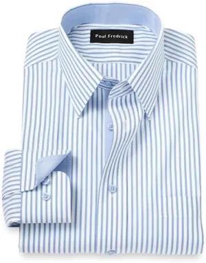 Paul Fredrick Men's Classic Fit Comfort Stretch Non-Iron Stripe Dress Shirt