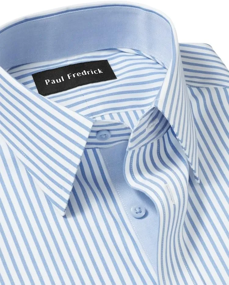 Paul Fredrick Men's Classic Fit Comfort Stretch Non-Iron Stripe Dress Shirt