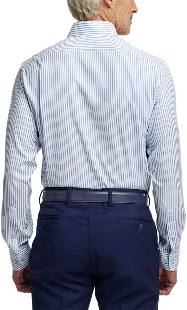 Paul Fredrick Men's Classic Fit Comfort Stretch Non-Iron Stripe Dress Shirt