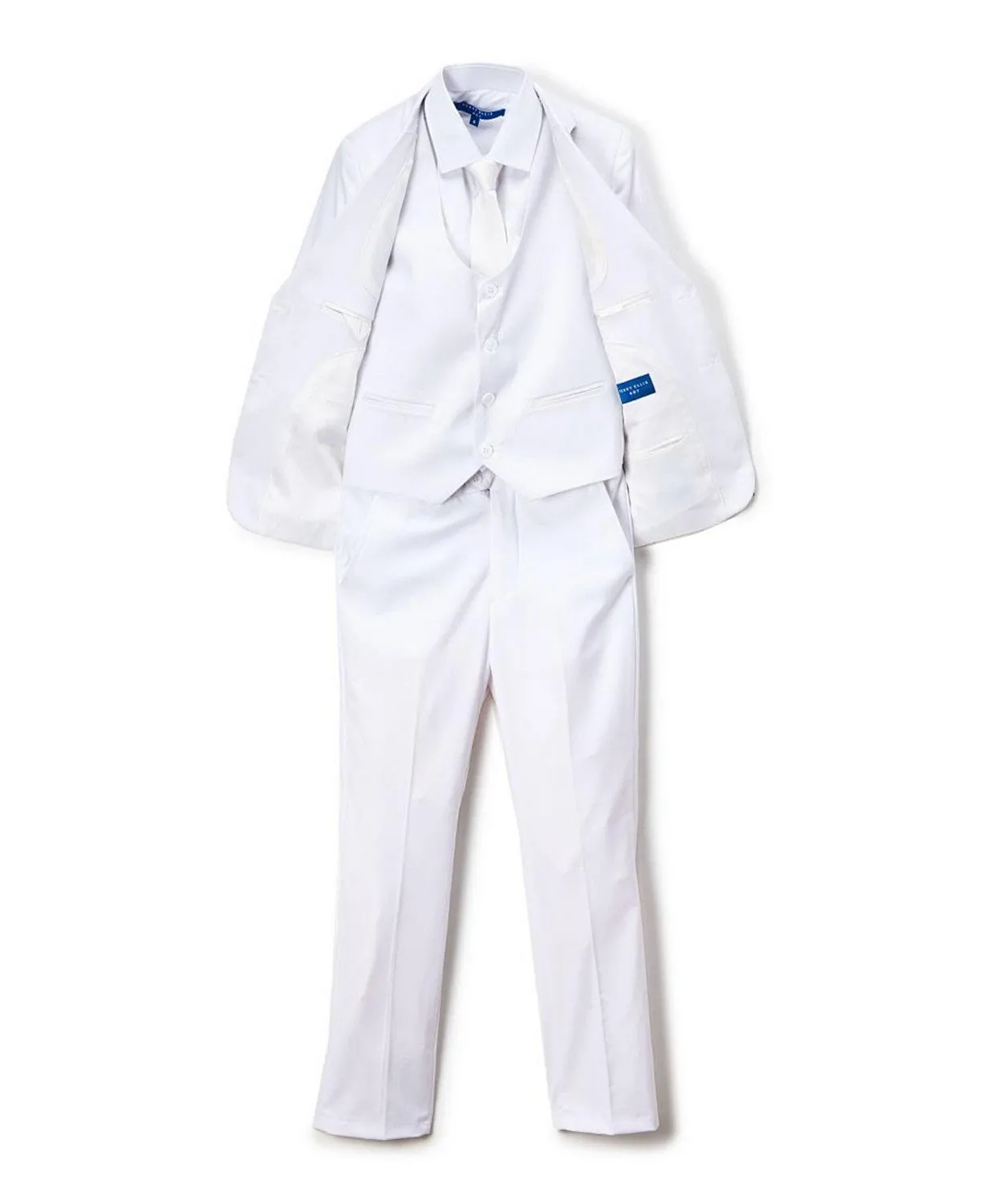 Perry Ellis Communion Boy's 5-Piece Shirt, Tie, Jacket, Vest and Pants Solid Suit Set
