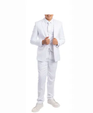 Perry Ellis Communion Boy's 5-Piece Shirt, Tie, Jacket, Vest and Pants Solid Suit Set