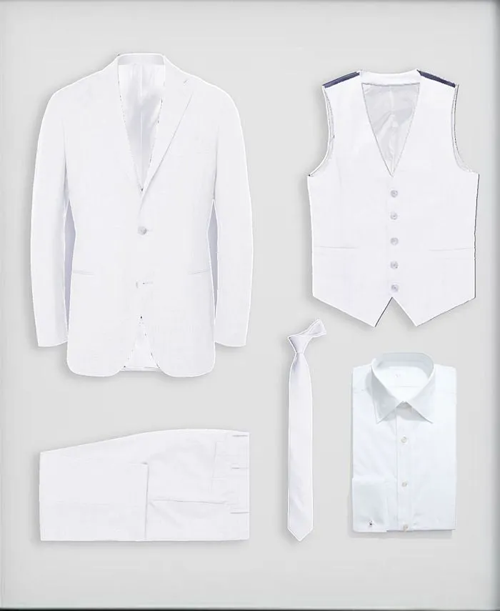 Perry Ellis Communion Boy's 5-Piece Shirt, Tie, Jacket, Vest and Pants Solid Suit Set