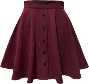 Plus Size Basic Versatile Stretchy Elastic Waist Flared Casual Mini Skater Skirt/Pleated Plaid Skirts Buttons Outfit