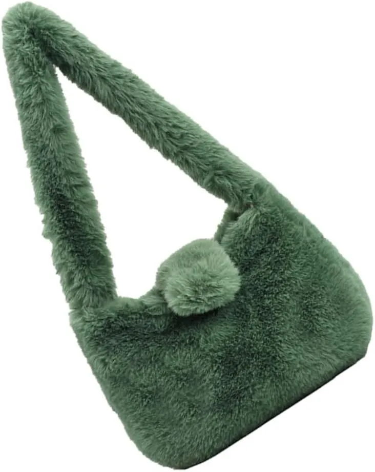 Plush Single Shoulder Bag for Women Stylish Travel Pouch Versatile Winter Accessory for and Daily Use