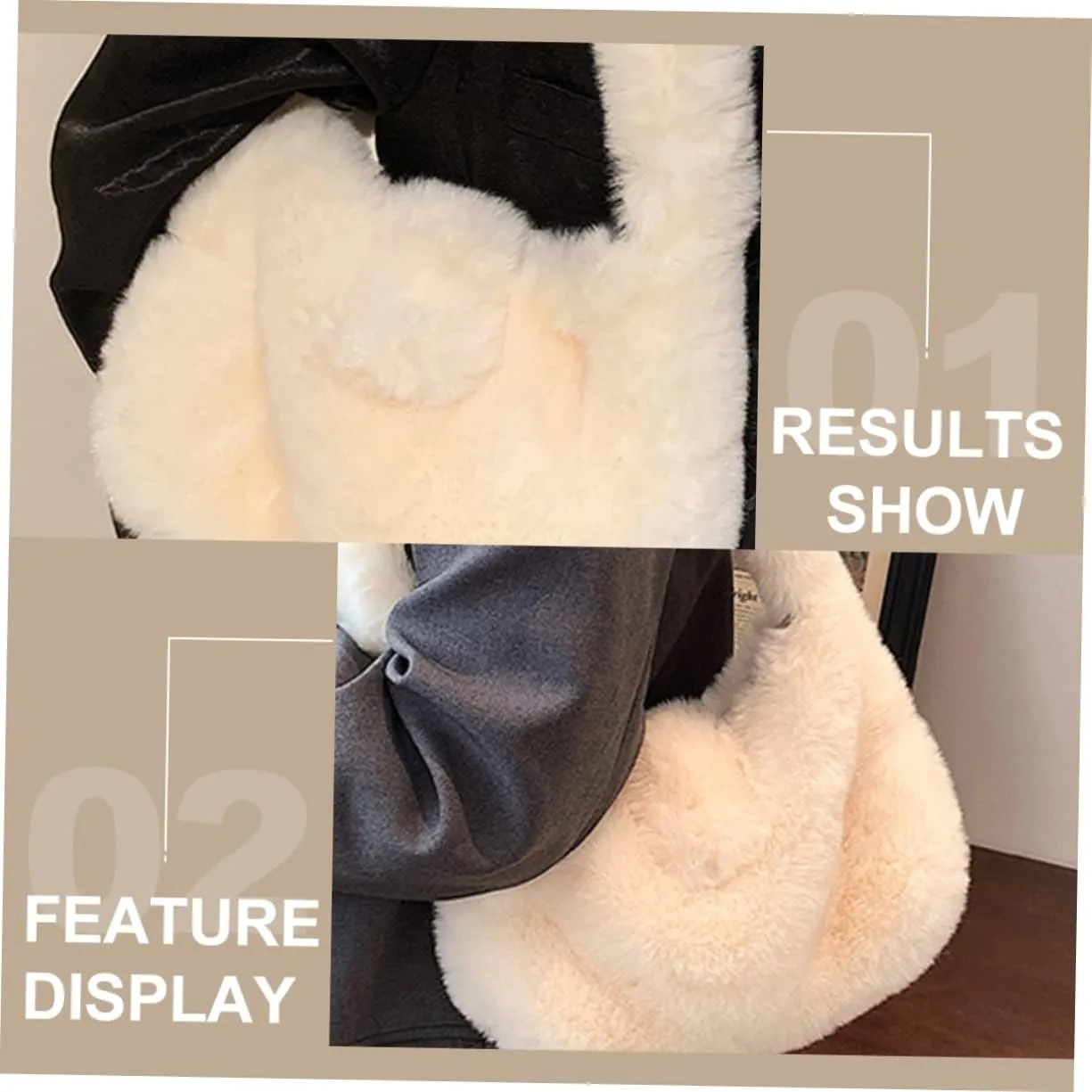 Plush Single Shoulder Bag for Women Stylish Travel Pouch Versatile Winter Accessory for and Daily Use