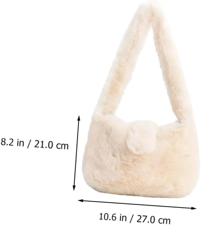 Plush Single Shoulder Bag for Women Stylish Travel Pouch Versatile Winter Accessory for and Daily Use