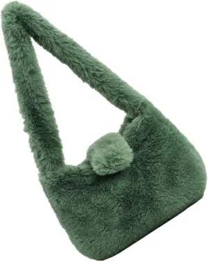 Plush Single Shoulder Bag for Women Stylish Travel Pouch Versatile Winter Accessory for and Daily Use