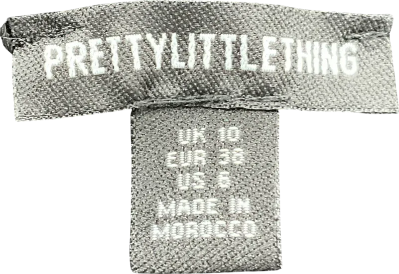 PrettyLittleThing Black Lace Plunge Frill Top UK 10