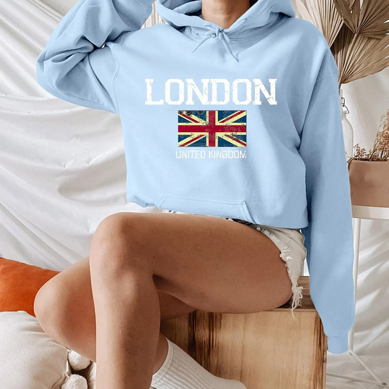 Printed Hoodies for Women Hoodie London Monogram Oversize Sweatshirt Long Sleeve Trendy Versatile Hood Neck Shirts