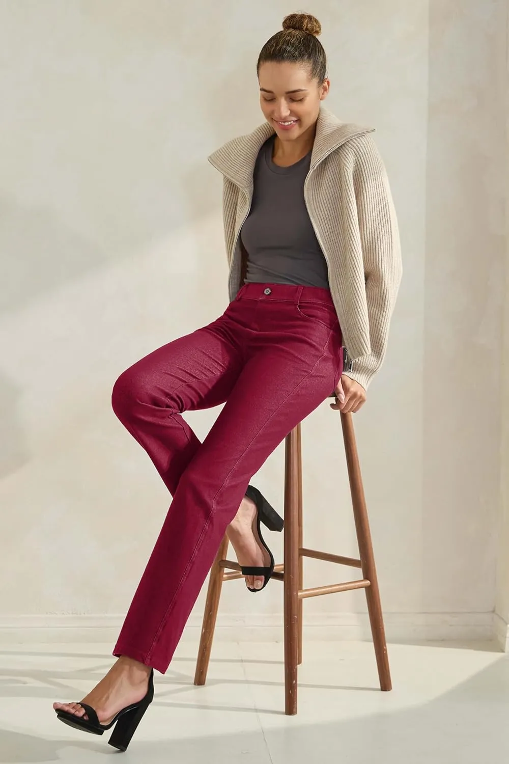 Prolific Health Women's Jean Denim Look Jeggings Straight Leg Many Colors Spandex Leggings Pants S-XXXL