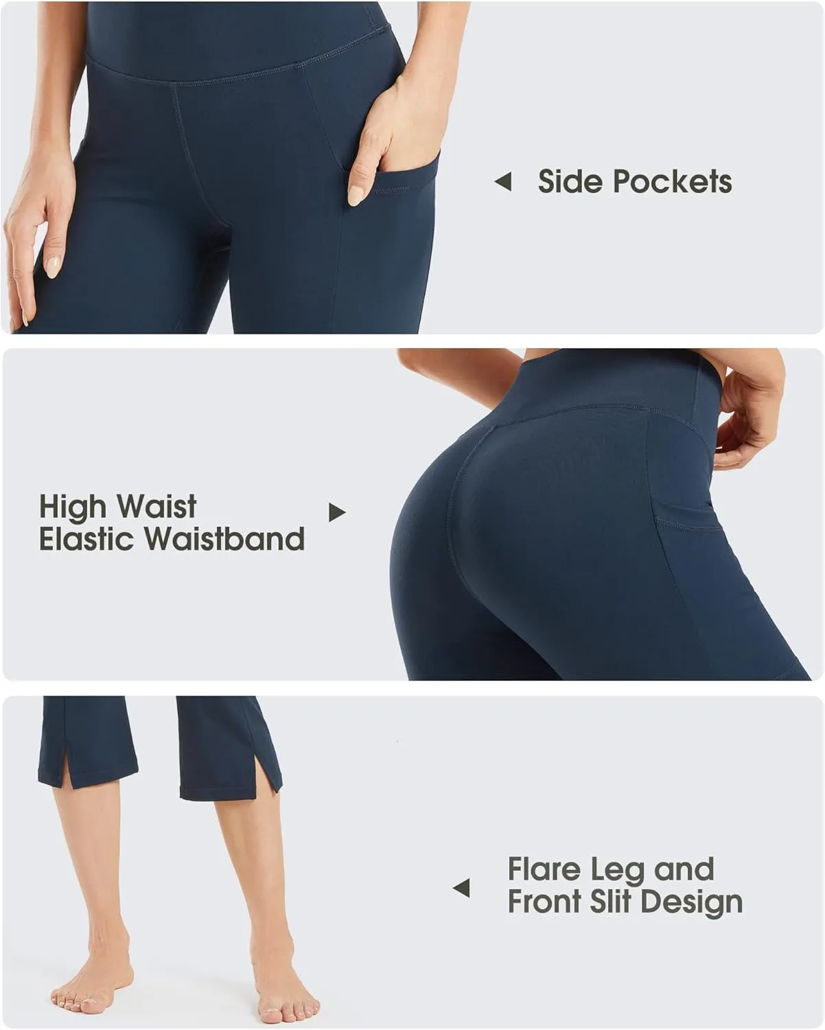 Promover Capri Pants for Women Bootcut Yoga Pants with Pockets High Waisted Flare Leggings Casual Work Pants