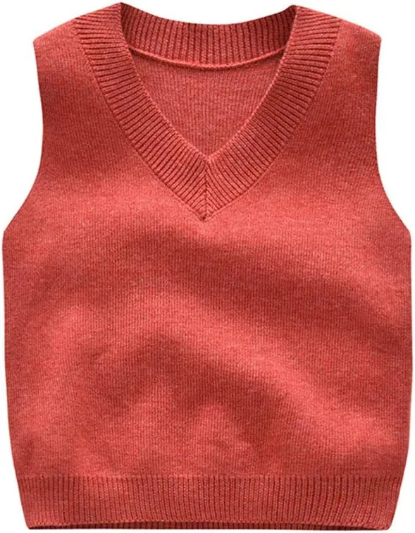 PTPUKE Baby Boys Girls V Neck Comfort Knitted Sleeveless Pullover Sweater Vest