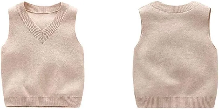 PTPUKE Baby Boys Girls V Neck Comfort Knitted Sleeveless Pullover Sweater Vest