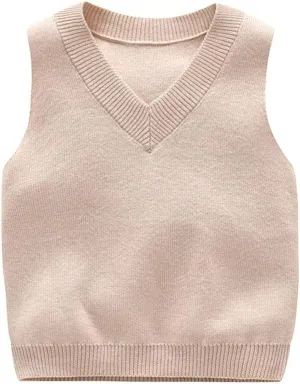 PTPUKE Baby Boys Girls V Neck Comfort Knitted Sleeveless Pullover Sweater Vest