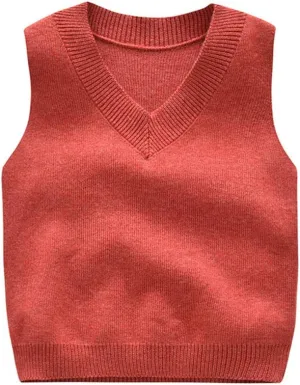 PTPUKE Baby Boys Girls V Neck Comfort Knitted Sleeveless Pullover Sweater Vest