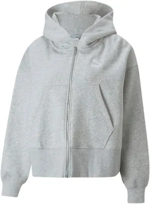 PUMA Womens Classics Oversized Full-Zip Hoodie Casual Outerwear Casual - Grey - Size XS