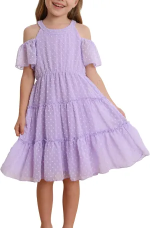 puseky Girls Summer Dress Halter Neck Sundress A-Line Swing Party Dresses for 5-13 Years