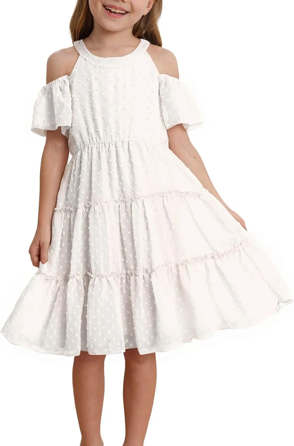 puseky Girls Summer Dress Halter Neck Sundress A-Line Swing Party Dresses for 5-13 Years