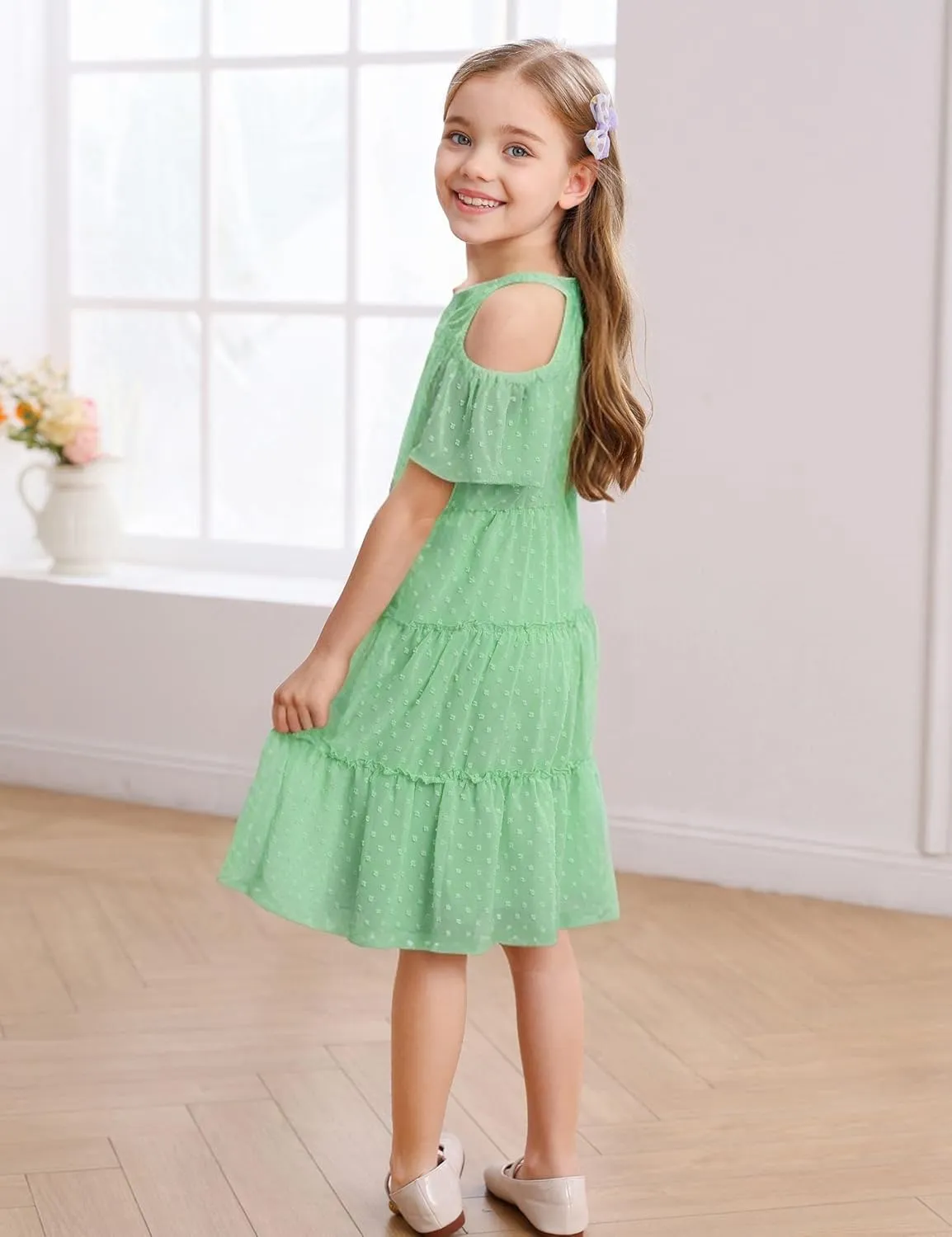 puseky Girls Summer Dress Halter Neck Sundress A-Line Swing Party Dresses for 5-13 Years