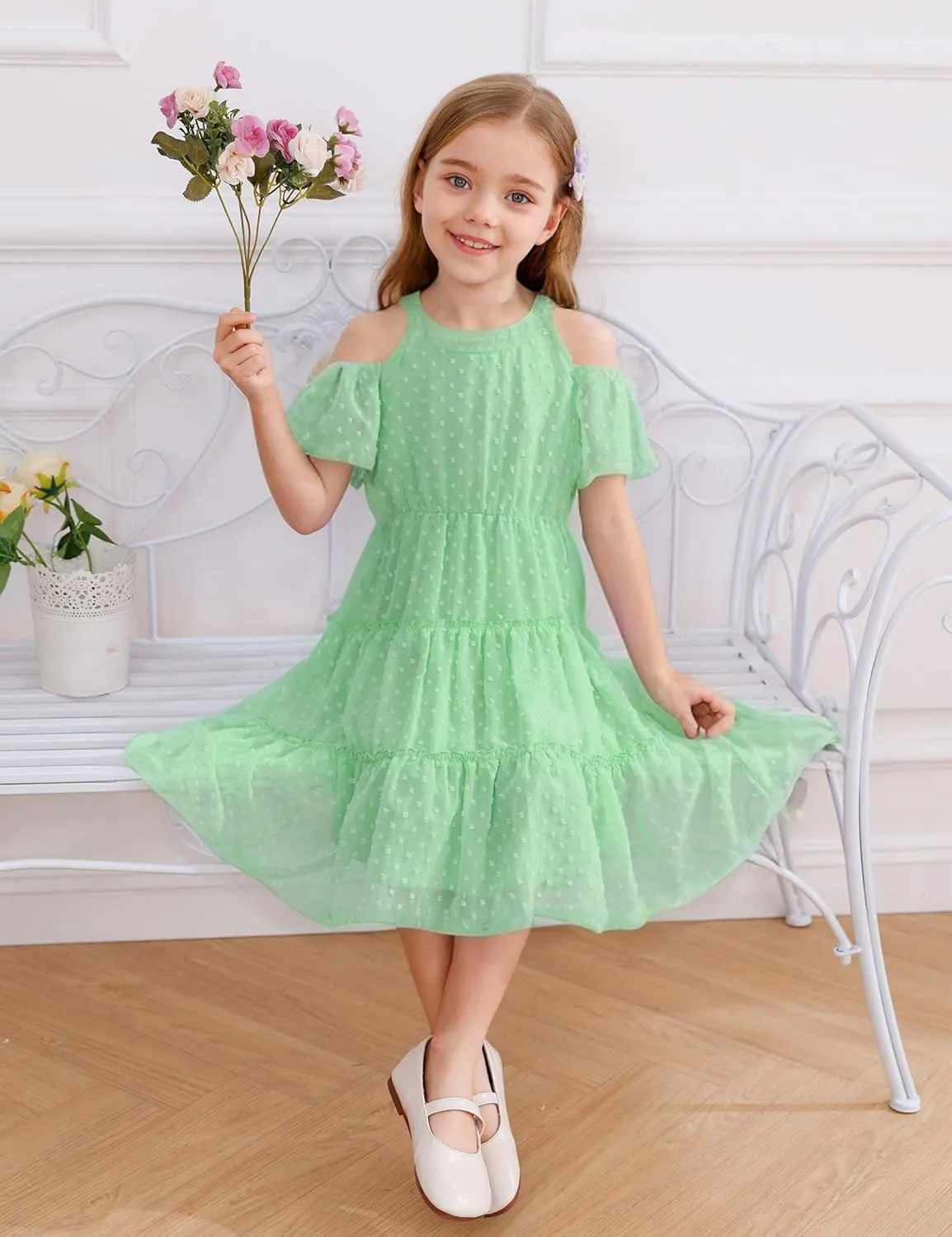 puseky Girls Summer Dress Halter Neck Sundress A-Line Swing Party Dresses for 5-13 Years