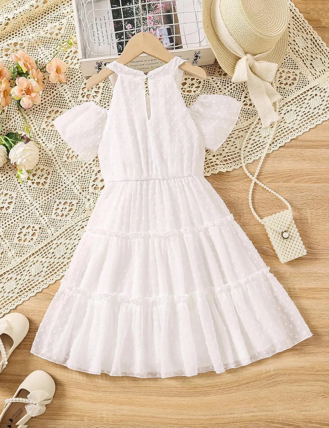 puseky Girls Summer Dress Halter Neck Sundress A-Line Swing Party Dresses for 5-13 Years