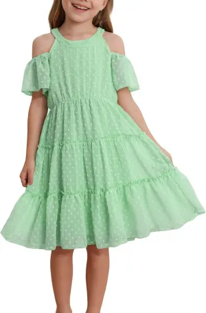 puseky Girls Summer Dress Halter Neck Sundress A-Line Swing Party Dresses for 5-13 Years