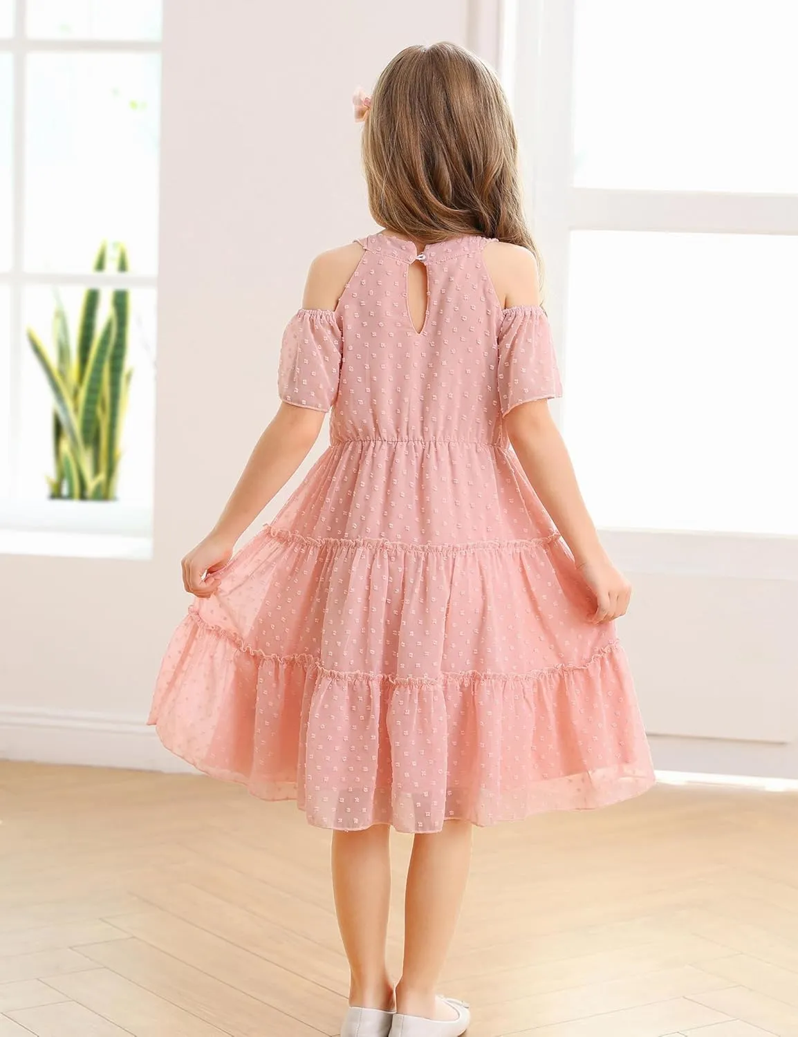 puseky Girls Summer Dress Halter Neck Sundress A-Line Swing Party Dresses for 5-13 Years
