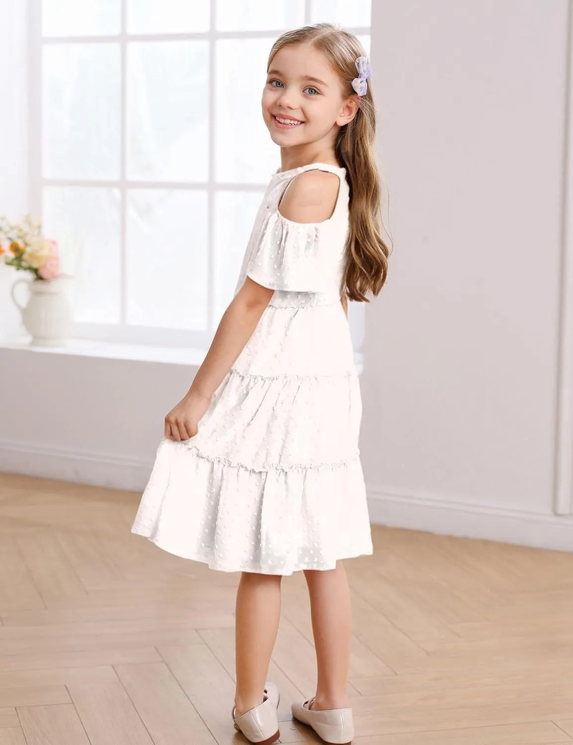 puseky Girls Summer Dress Halter Neck Sundress A-Line Swing Party Dresses for 5-13 Years