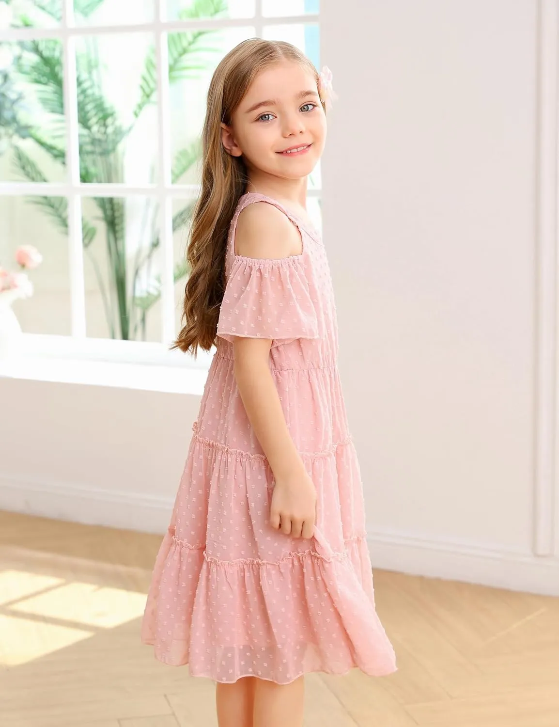 puseky Girls Summer Dress Halter Neck Sundress A-Line Swing Party Dresses for 5-13 Years
