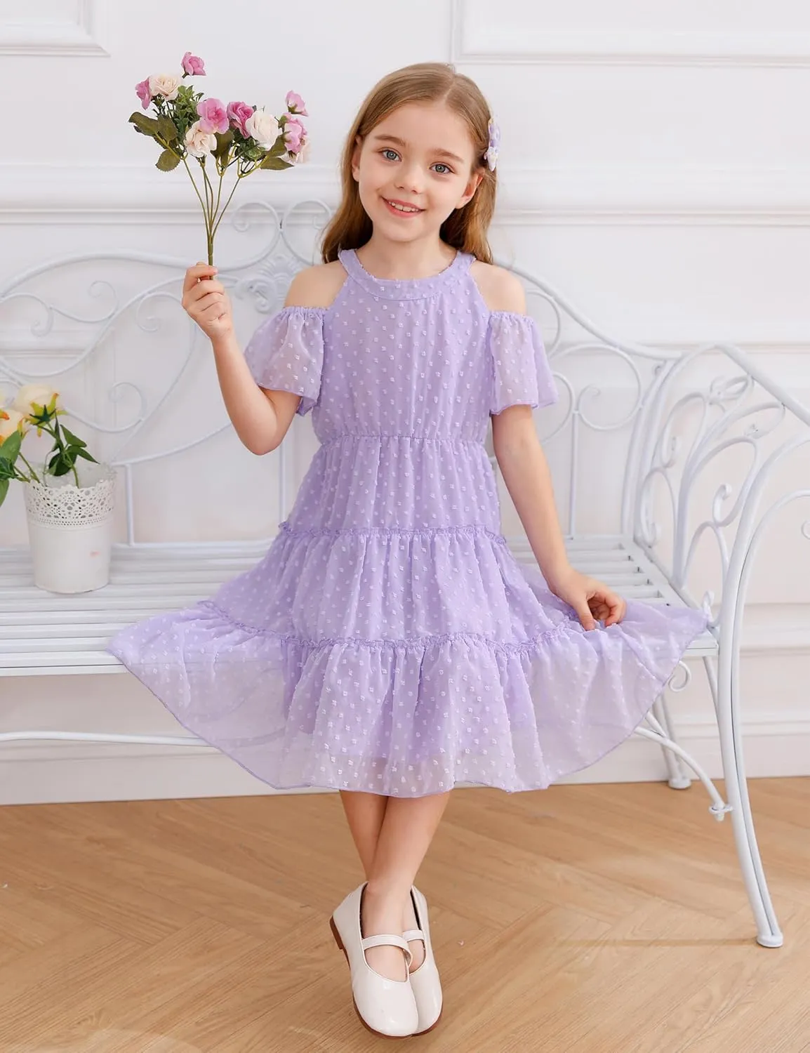 puseky Girls Summer Dress Halter Neck Sundress A-Line Swing Party Dresses for 5-13 Years