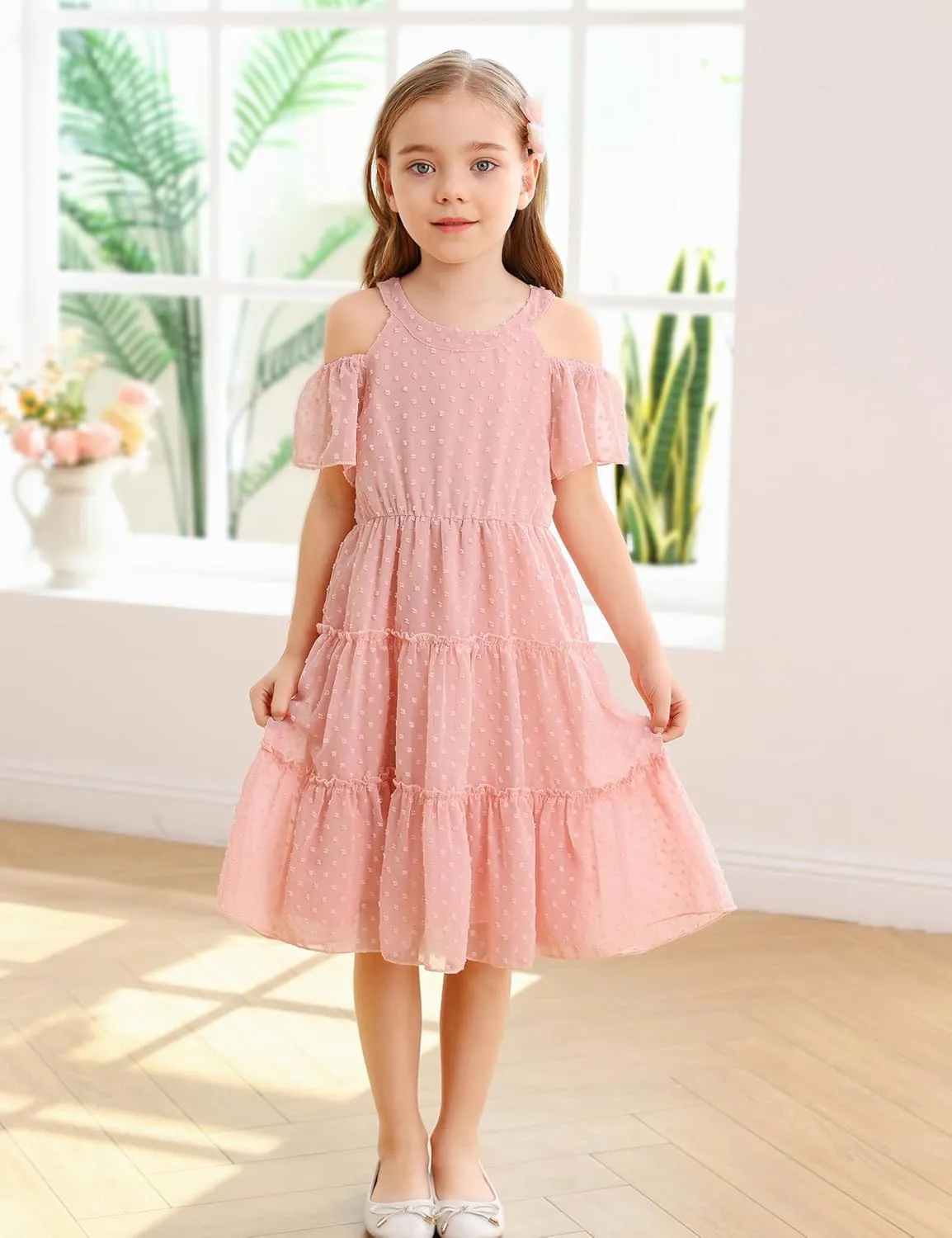 puseky Girls Summer Dress Halter Neck Sundress A-Line Swing Party Dresses for 5-13 Years