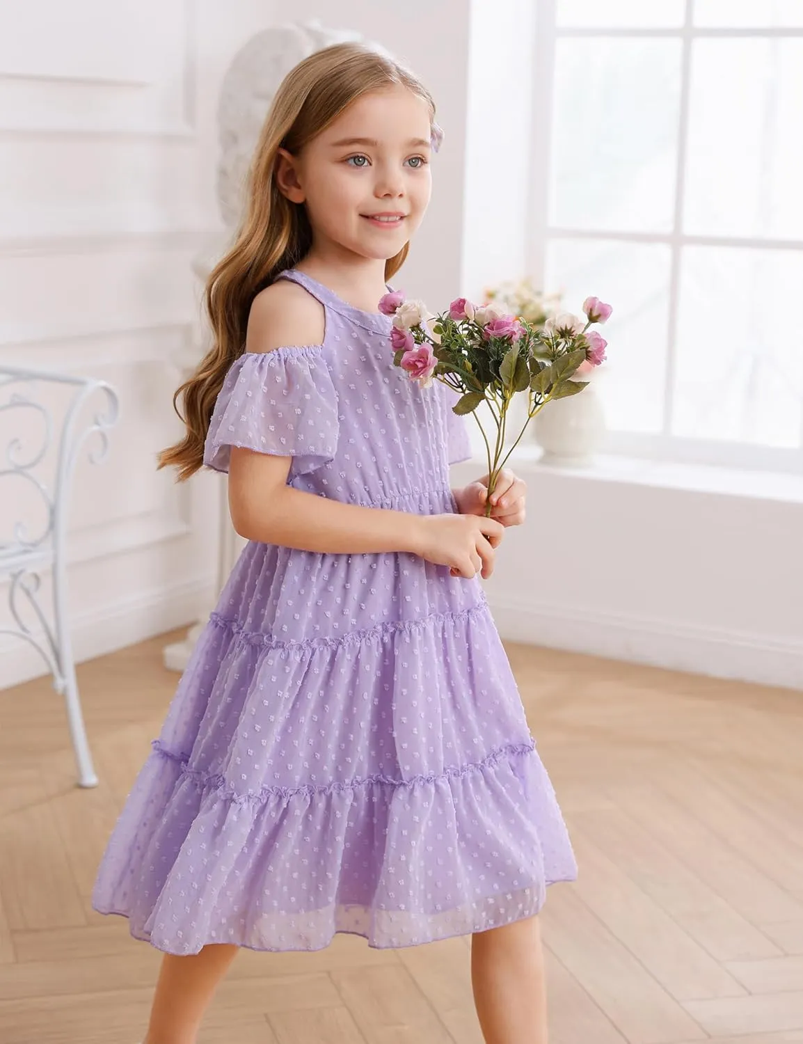 puseky Girls Summer Dress Halter Neck Sundress A-Line Swing Party Dresses for 5-13 Years