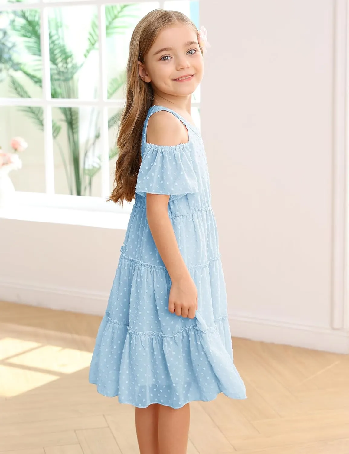 puseky Girls Summer Dress Halter Neck Sundress A-Line Swing Party Dresses for 5-13 Years