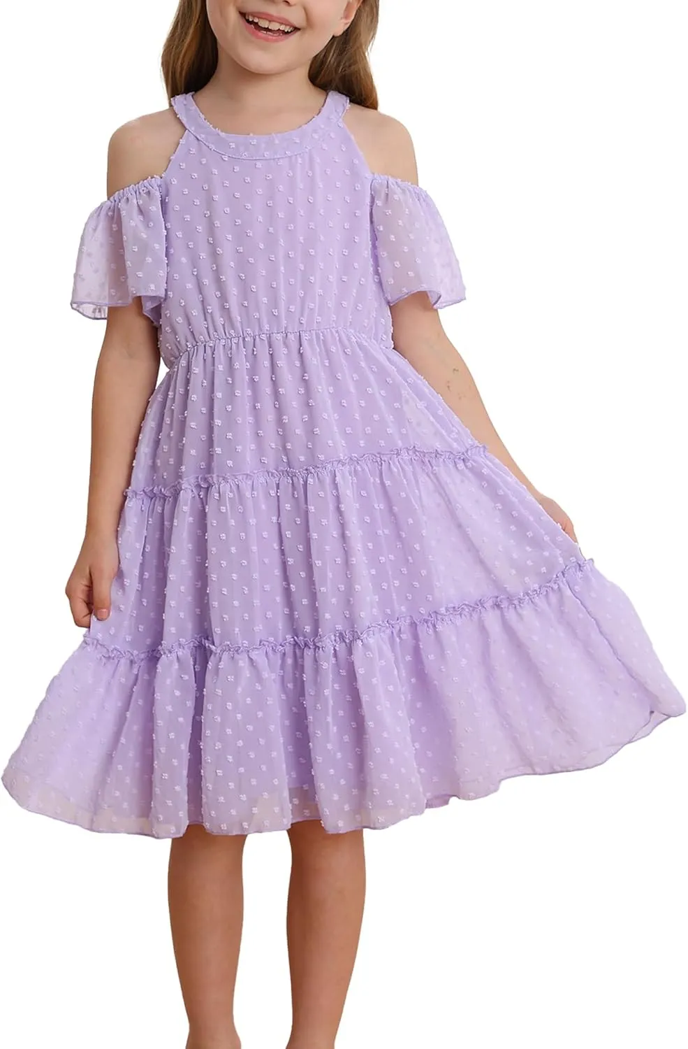 puseky Girls Summer Dress Halter Neck Sundress A-Line Swing Party Dresses for 5-13 Years