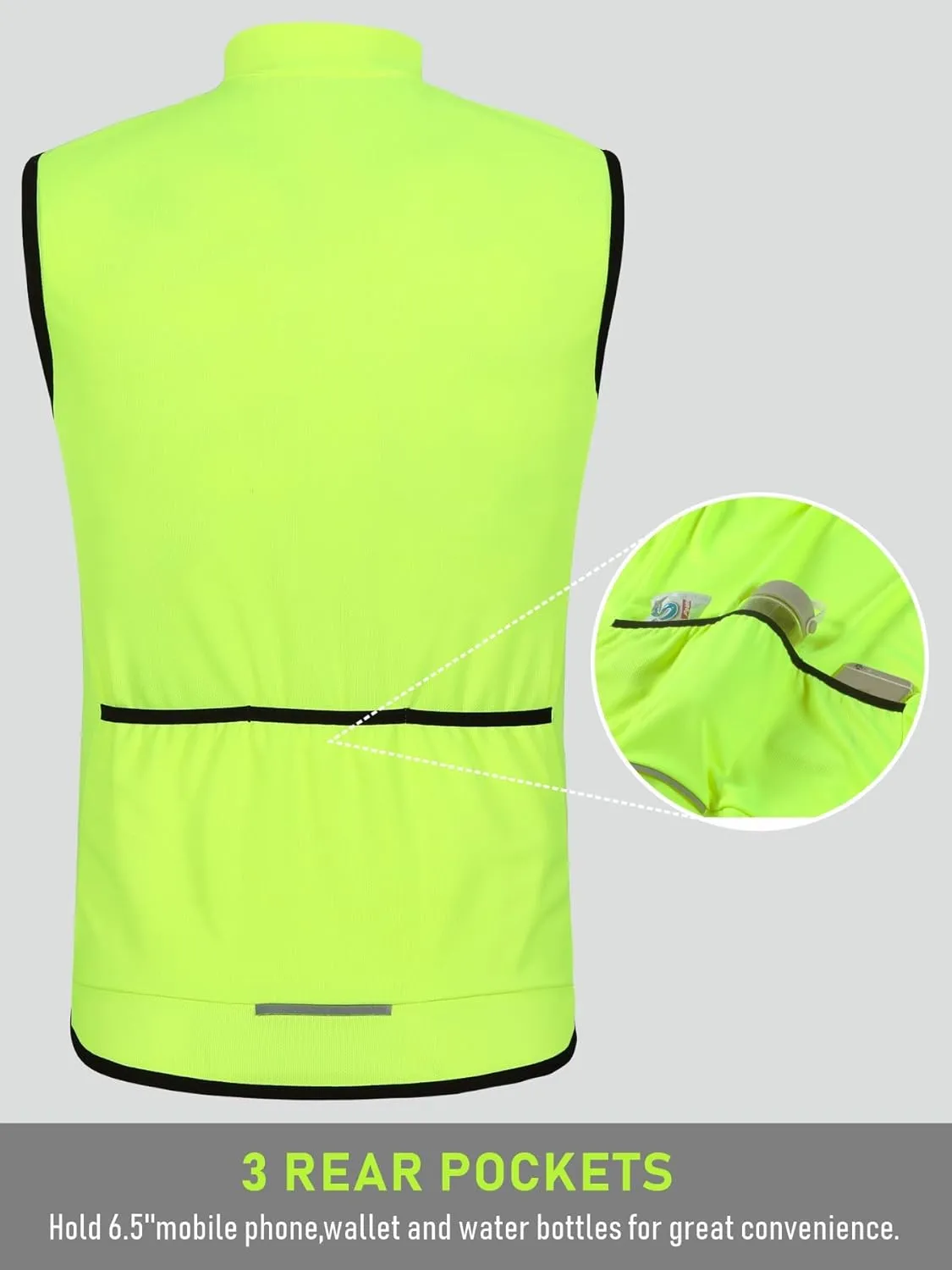 qualidyne Men's Sleeveless Cycling Jersey Vest Road Bike Shirt Bicycle Biking Tank Tops Full Zip Pockets