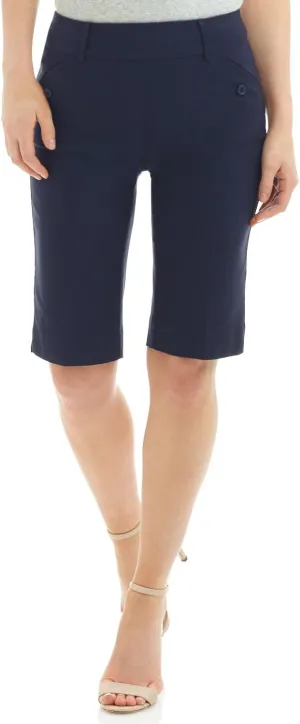 Rekucci Women's Ease Into Comfort Modern Pull-On Bermuda Short with Pockets