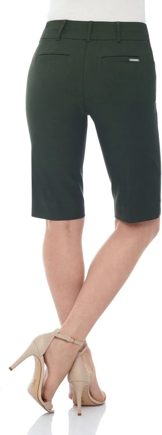 Rekucci Women's Ease Into Comfort Modern Pull-On Bermuda Short with Pockets
