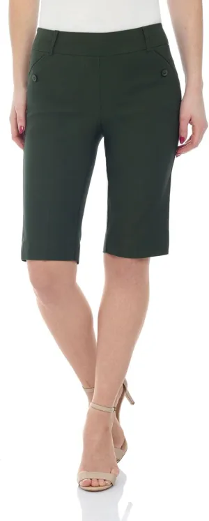 Rekucci Women's Ease Into Comfort Modern Pull-On Bermuda Short with Pockets