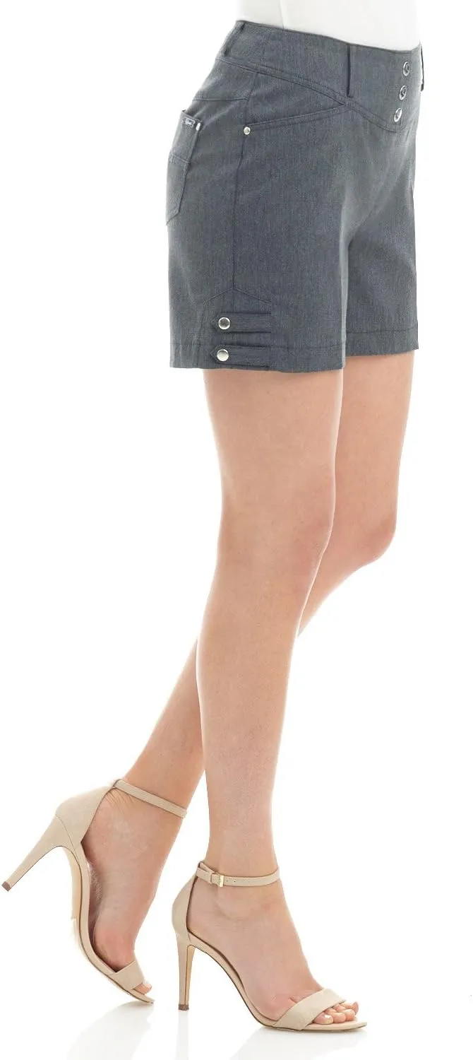 Rekucci Women's Ease into Comfort Stretchable Pull-On 5 inch Slimming Tab Short