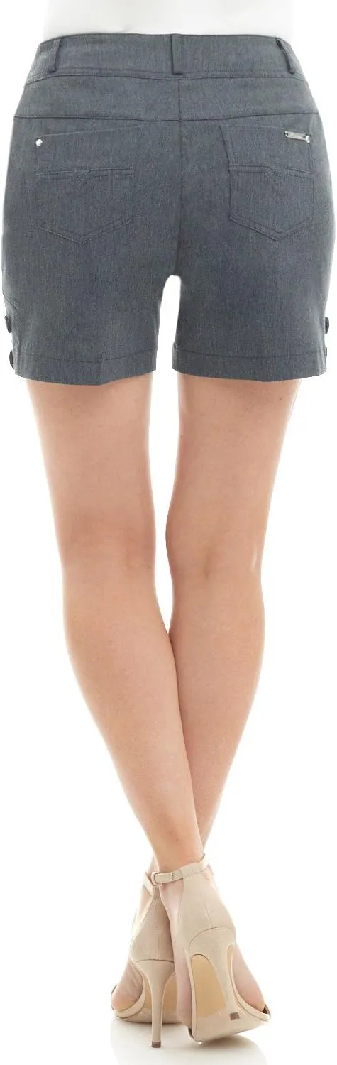 Rekucci Women's Ease into Comfort Stretchable Pull-On 5 inch Slimming Tab Short