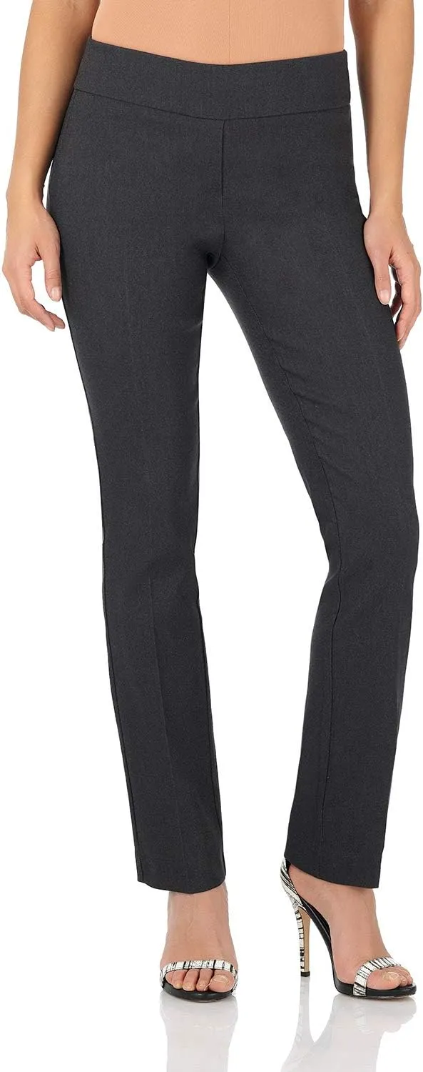 Rekucci Women's Ease Into Comfort Stretchy Straight Leg Office Pant with Tummy Control