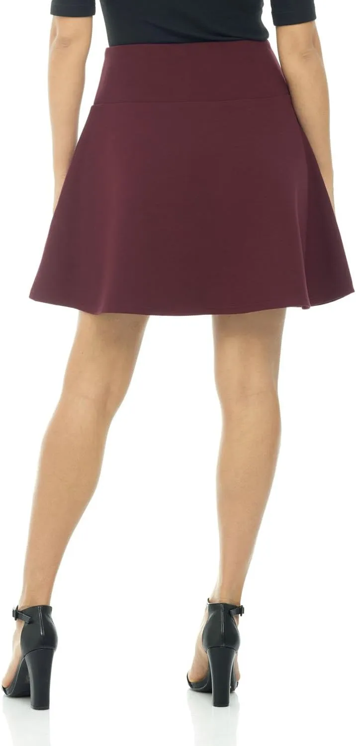 Rekucci Women's Ease Into Comfort Wide Waist Flared Flippy Skirt Luxe Ponte