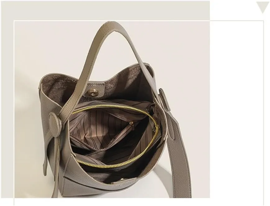 Retro Niche Design Bucket Women's Bag 2024 New Commuting Shoulder Bag Casual Versatile Crossbody Bucket Bag(Brown)