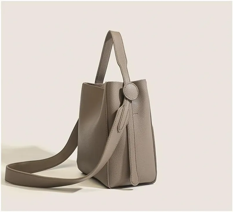 Retro Niche Design Bucket Women's Bag 2024 New Commuting Shoulder Bag Casual Versatile Crossbody Bucket Bag(Brown)