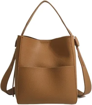 Retro Niche Design Bucket Women's Bag 2024 New Commuting Shoulder Bag Casual Versatile Crossbody Bucket Bag(Brown)