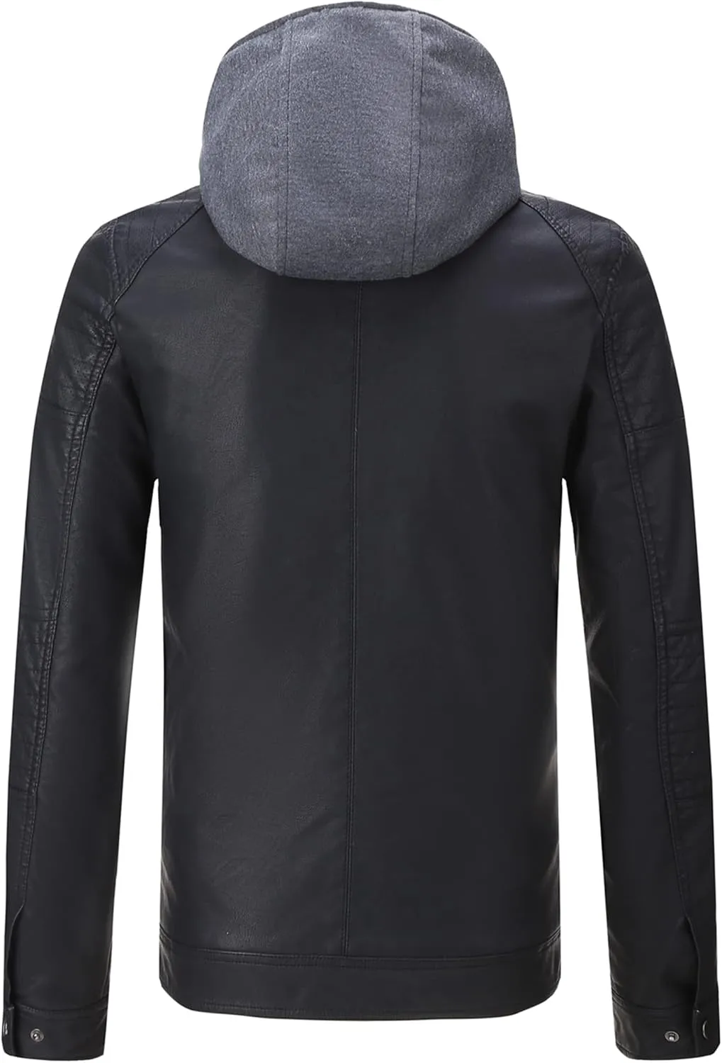 RISISSIDA Men's Faux Leather Bomber Jacket for Fall Winter and Spring, Warm Double Zipper Up Coat with Detachable Hood