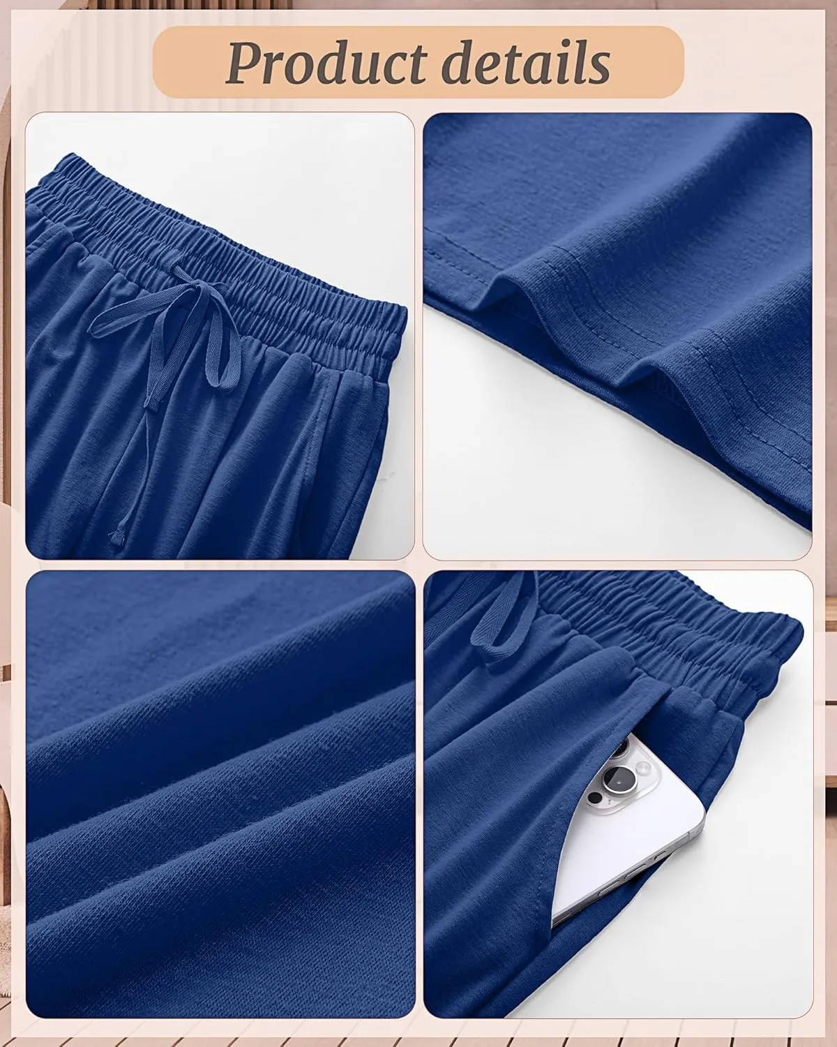 Riyiper 3 Pack Women Causal Capri Pants Drawstring Lounge Yoga Capri Sweatpants Loose Wide Leg Crop Trousers with Pockets