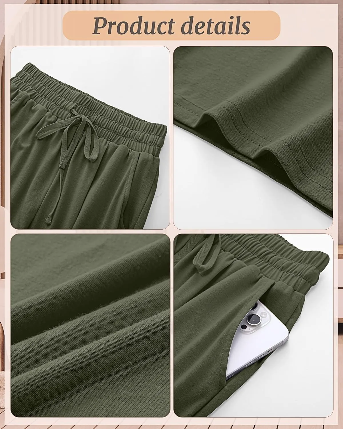 Riyiper 3 Pack Women Causal Capri Pants Drawstring Lounge Yoga Capri Sweatpants Loose Wide Leg Crop Trousers with Pockets