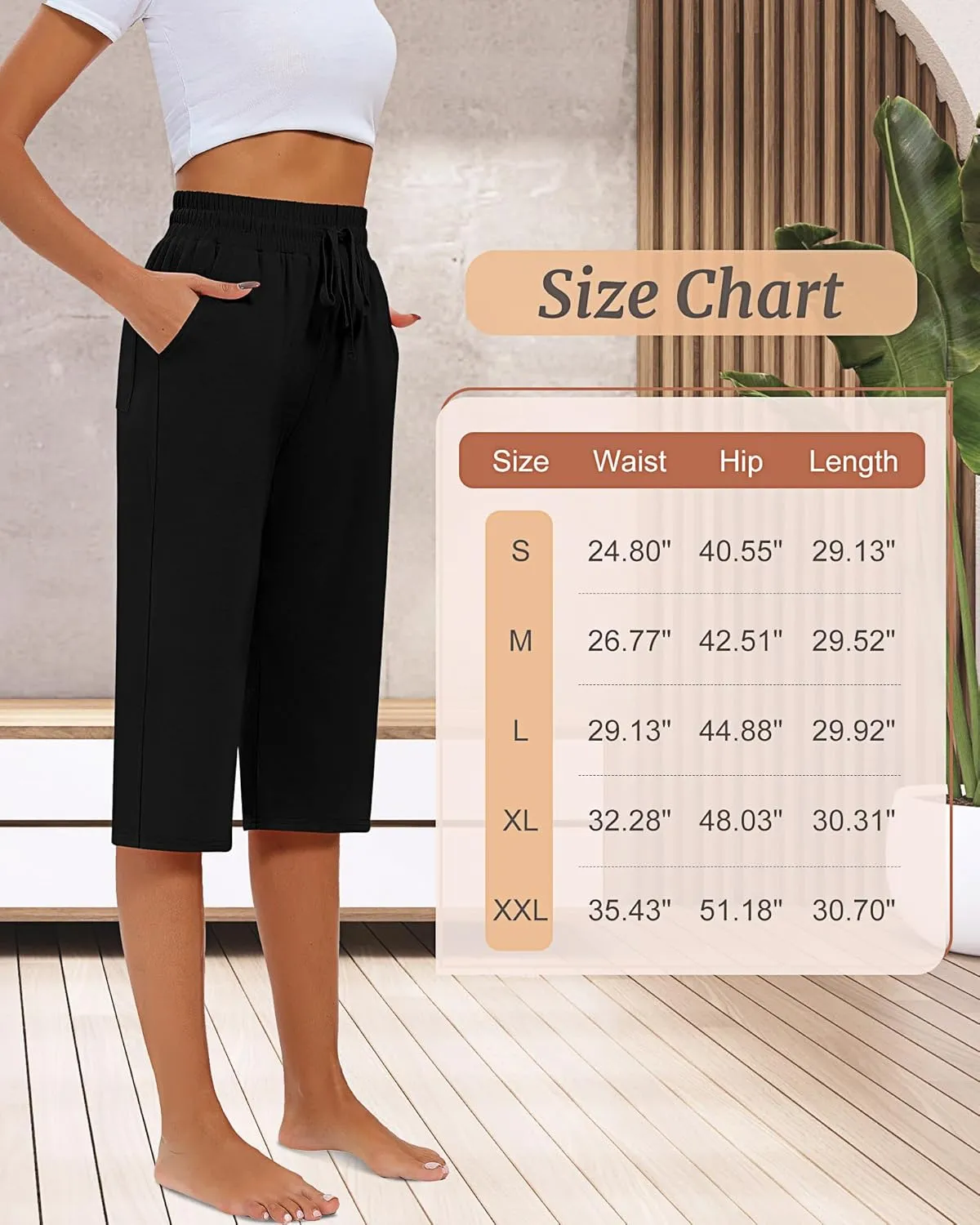 Riyiper 3 Pack Women Causal Capri Pants Drawstring Lounge Yoga Capri Sweatpants Loose Wide Leg Crop Trousers with Pockets