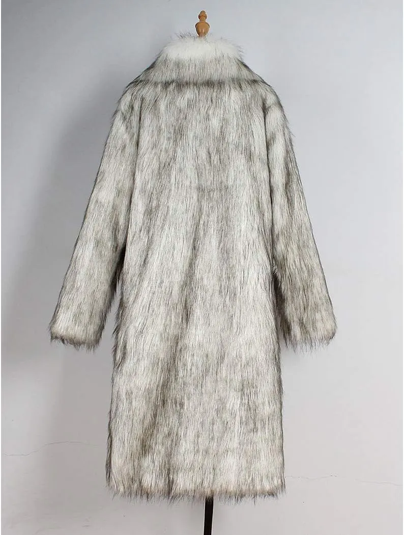 RomanticDesign Women's Long Lapel Faux fur Jacket Shaggy Coat Warm Outerwear Cardigan